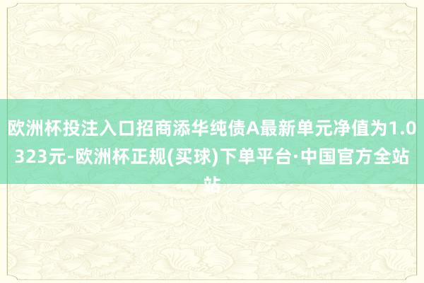 欧洲杯投注入口招商添华纯债A最新单元净值为1.0323元-欧洲杯正规(买球)下单平台·中国官方全站