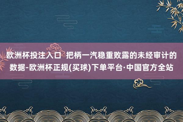 欧洲杯投注入口  把柄一汽稳重败露的未经审计的数据-欧洲杯正规(买球)下单平台·中国官方全站