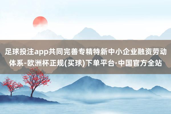 足球投注app共同完善专精特新中小企业融资劳动体系-欧洲杯正规(买球)下单平台·中国官方全站