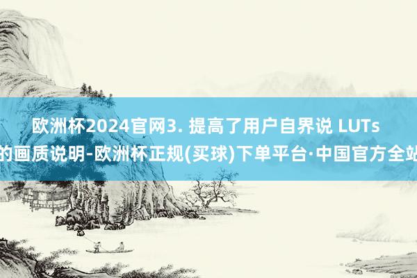 欧洲杯2024官网3. 提高了用户自界说 LUTs 的画质说明-欧洲杯正规(买球)下单平台·中国官方全站