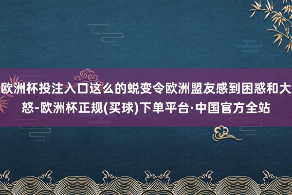 欧洲杯投注入口这么的蜕变令欧洲盟友感到困惑和大怒-欧洲杯正规(买球)下单平台·中国官方全站