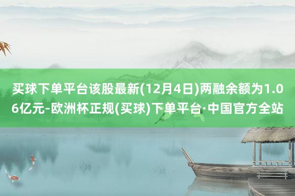 买球下单平台该股最新(12月4日)两融余额为1.06亿元-欧洲杯正规(买球)下单平台·中国官方全站