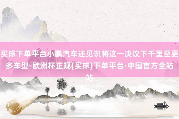 买球下单平台小鹏汽车还见识将这一决议下千里至更多车型-欧洲杯正规(买球)下单平台·中国官方全站