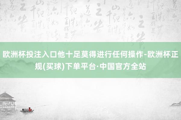 欧洲杯投注入口他十足莫得进行任何操作-欧洲杯正规(买球)下单平台·中国官方全站