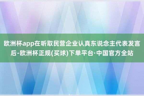 欧洲杯app在听取民营企业认真东说念主代表发言后-欧洲杯正规(买球)下单平台·中国官方全站