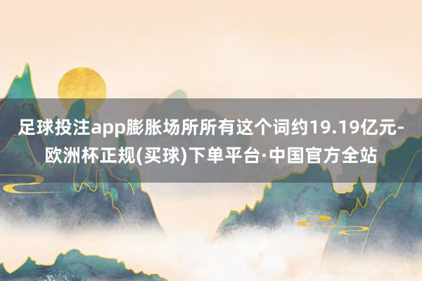 足球投注app膨胀场所所有这个词约19.19亿元-欧洲杯正规(买球)下单平台·中国官方全站