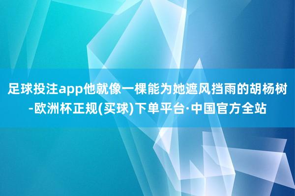足球投注app他就像一棵能为她遮风挡雨的胡杨树-欧洲杯正规(买球)下单平台·中国官方全站