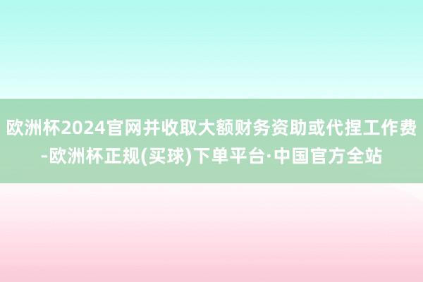 欧洲杯2024官网并收取大额财务资助或代捏工作费-欧洲杯正规(买球)下单平台·中国官方全站