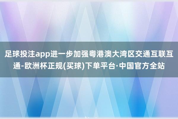 足球投注app进一步加强粤港澳大湾区交通互联互通-欧洲杯正规(买球)下单平台·中国官方全站