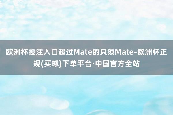 欧洲杯投注入口超过Mate的只须Mate-欧洲杯正规(买球)下单平台·中国官方全站
