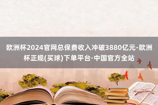 欧洲杯2024官网总保费收入冲破3880亿元-欧洲杯正规(买球)下单平台·中国官方全站