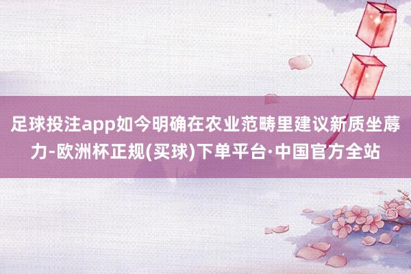 足球投注app如今明确在农业范畴里建议新质坐蓐力-欧洲杯正规(买球)下单平台·中国官方全站