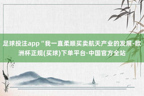 足球投注app“我一直柔顺买卖航天产业的发展-欧洲杯正规(买球)下单平台·中国官方全站
