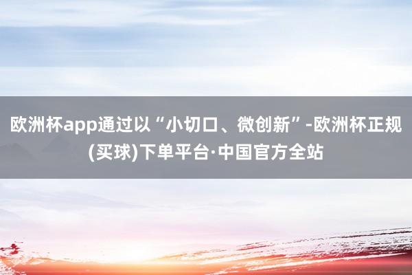 欧洲杯app通过以“小切口、微创新”-欧洲杯正规(买球)下单平台·中国官方全站