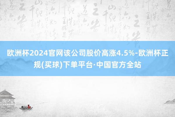 欧洲杯2024官网该公司股价高涨4.5%-欧洲杯正规(买球)下单平台·中国官方全站