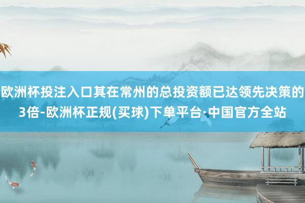 欧洲杯投注入口其在常州的总投资额已达领先决策的3倍-欧洲杯正规(买球)下单平台·中国官方全站