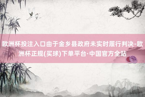 欧洲杯投注入口由于金乡县政府未实时履行判决-欧洲杯正规(买球)下单平台·中国官方全站
