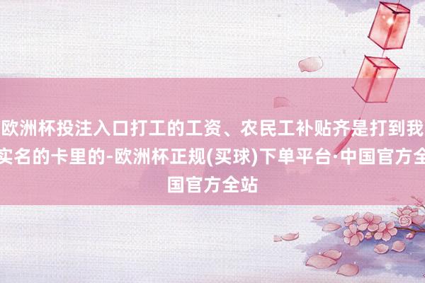 欧洲杯投注入口打工的工资、农民工补贴齐是打到我方实名的卡里的-欧洲杯正规(买球)下单平台·中国官方全站