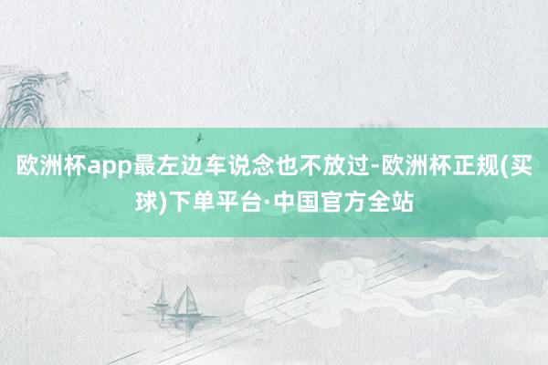 欧洲杯app最左边车说念也不放过-欧洲杯正规(买球)下单平台·中国官方全站